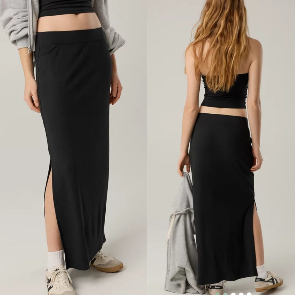 American Eagle Outfitters Black Maxi Skirt with Side Slits